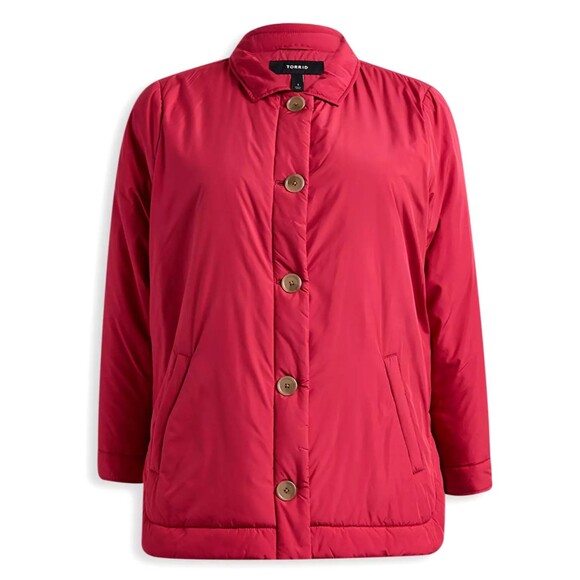 Torrid Shacket 2x 18 20 Pink Puffer Lightweight Packable Poly Fill Jacket Pocket - Picture 11 of 11